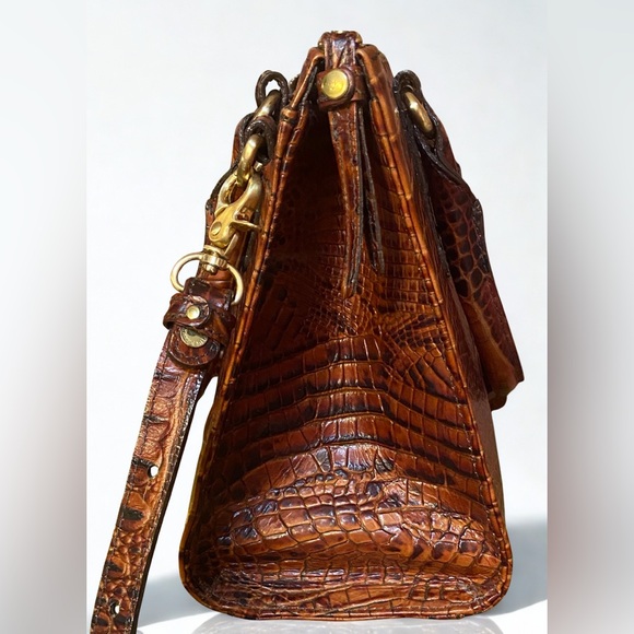 Brahmin Pecan Melbourne Croc Embossed Leather Satchel Crossbody Bag - Picture 4 of 8